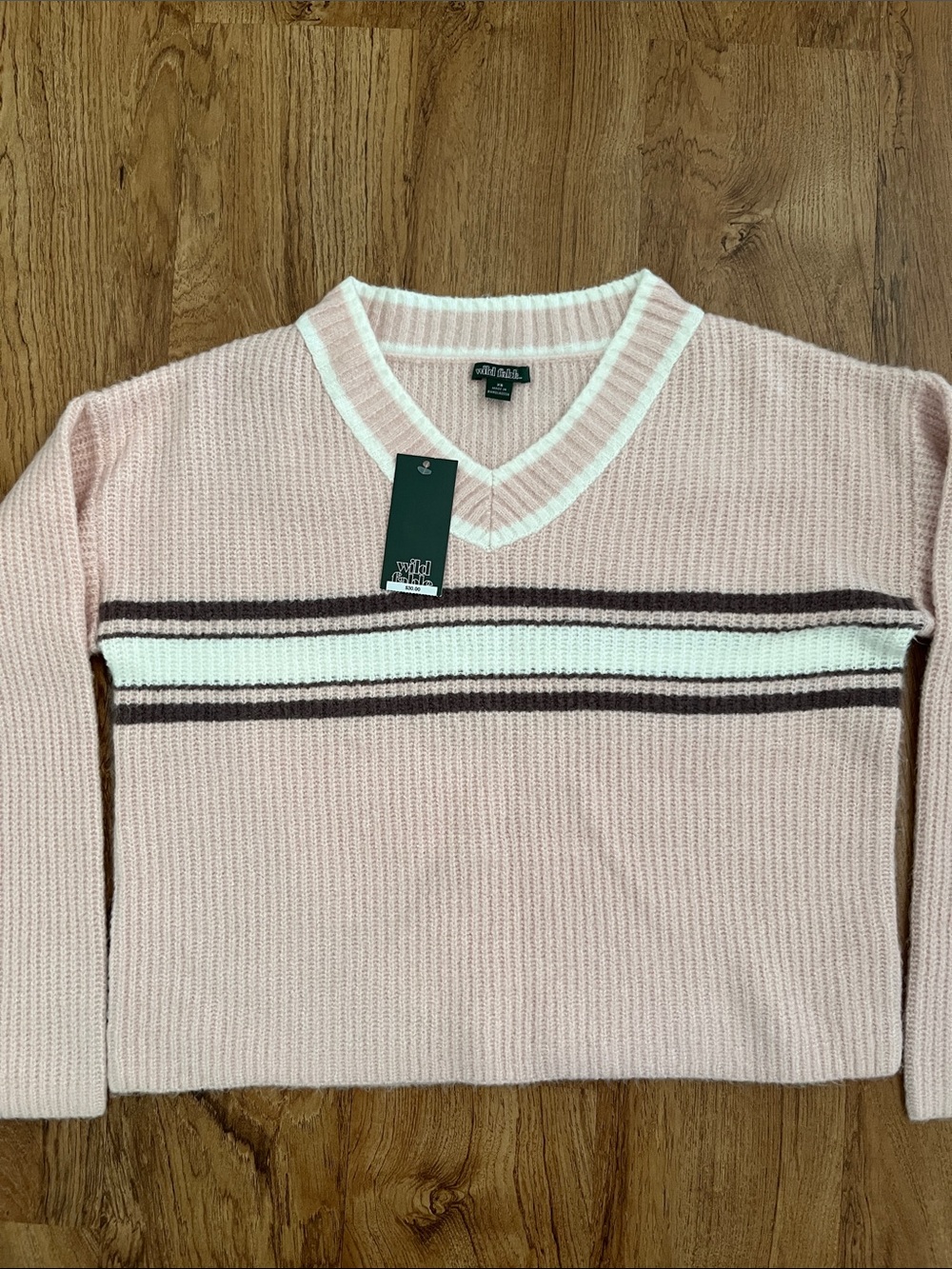 ▪️HP▪️NWT Wild Fable V-Neck Striped Sweater - Picture 4 of 7